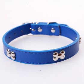 Stylish Pet Personality Pu Neck Ring - Trendy Colors And Adjustable Sizes (Color: Blue, size: M)