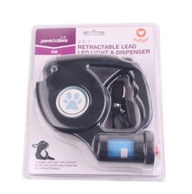3-In-1 Illuminated Dog Leash With Retractable Garbage Bag (Count: 3 Pcs, Color: Black)