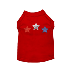 Stars & Stripes Sleeveless Tee/Dress for Dogs (Size-Style: Medium-Tee, Color: Red)